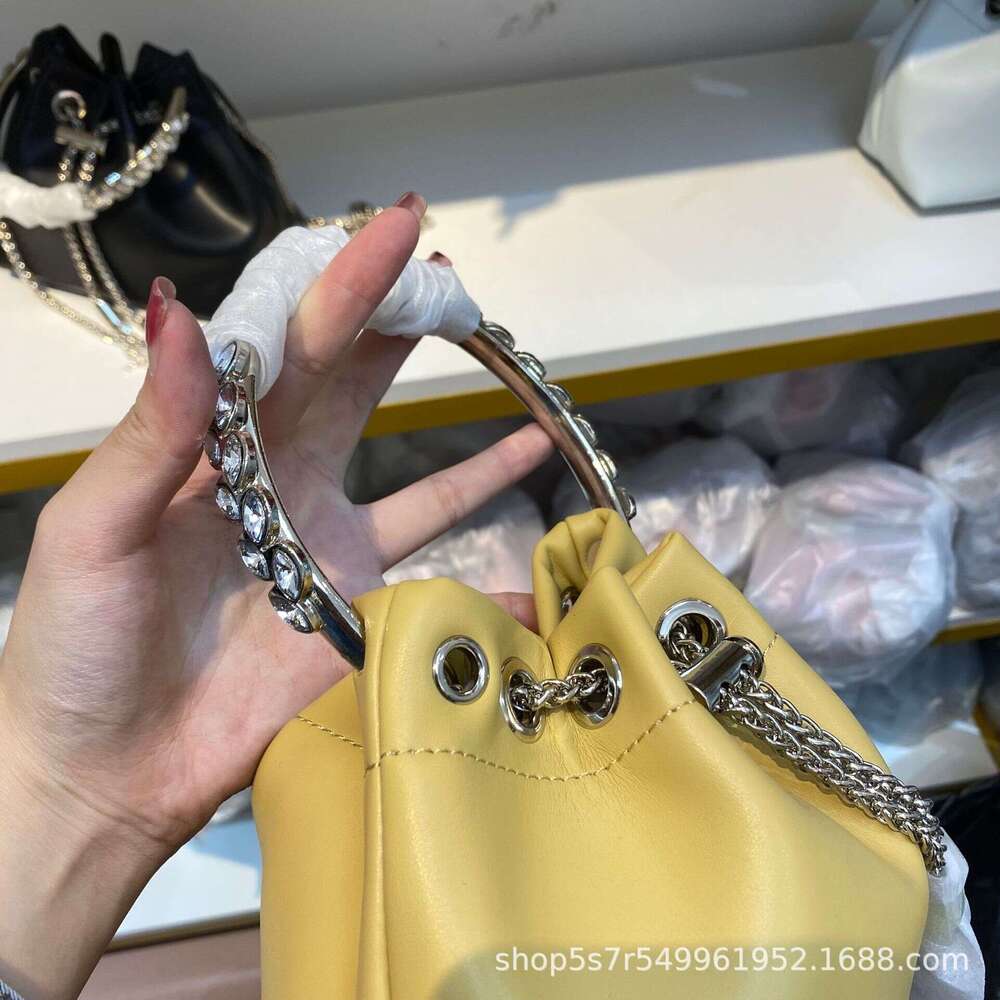 Designer Bag Diamond Studded Snake Bone Chain Wheat Ear Drawstring Small Water Bucket Tassel Hand Held Crossbody Single Shoulder Luxurious Banquet Lea