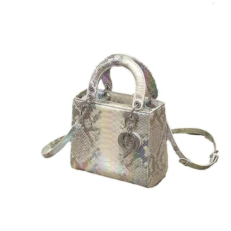 2024 New Fashionable Genuine Crocodile Snake Pattern Soft Leather Handbag Women's Small Wedding Crossbody Bag