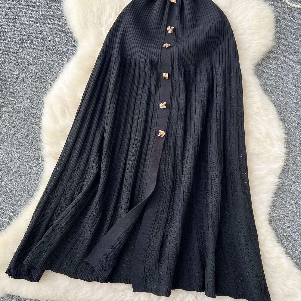 Designer Clothes Yuoomuoo Chic Fashion Elegant Patchwork Knitted Maxi 2025 Summer Lady Turn-Down Collar Shirt Sweater Dress Party Vestidos