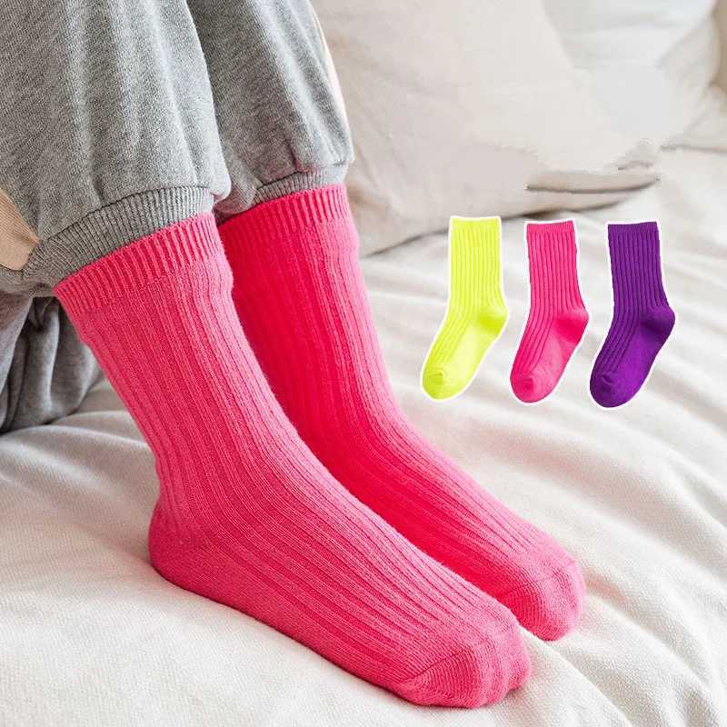 3 Pairs/lot 1 to 10 Years Autumn Winter Socks For Boys Neo Colors Socks On Girls Soft Cotton Students Socks Candy Colors G251124