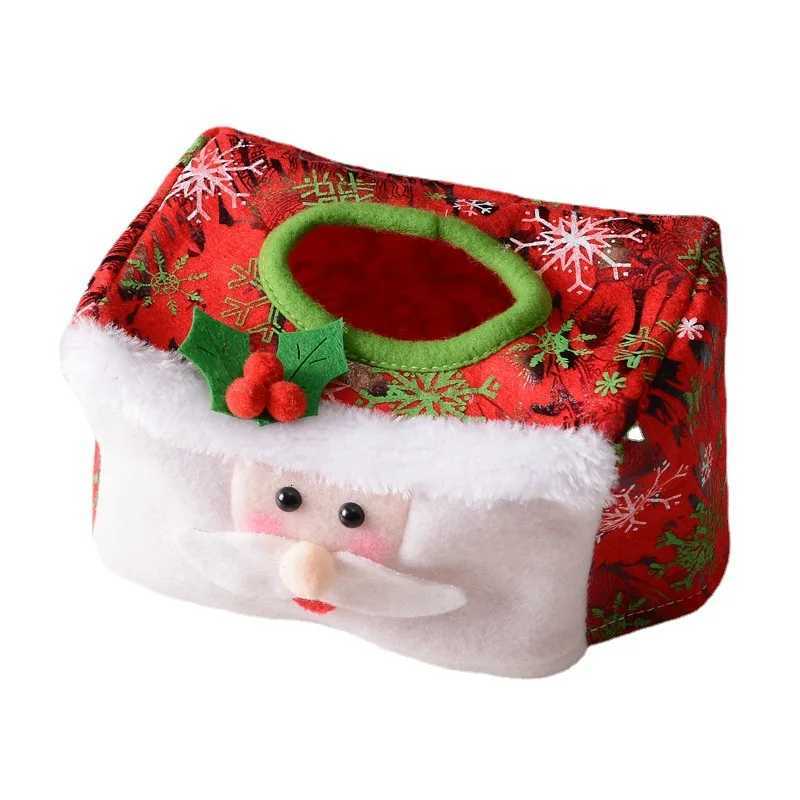 Home Christmas Tissue Paper Holder Case Boxes Red Green Santa Claus Toilet Paper Cover Bag Christmas Party Decor Desktop Decor LM251124