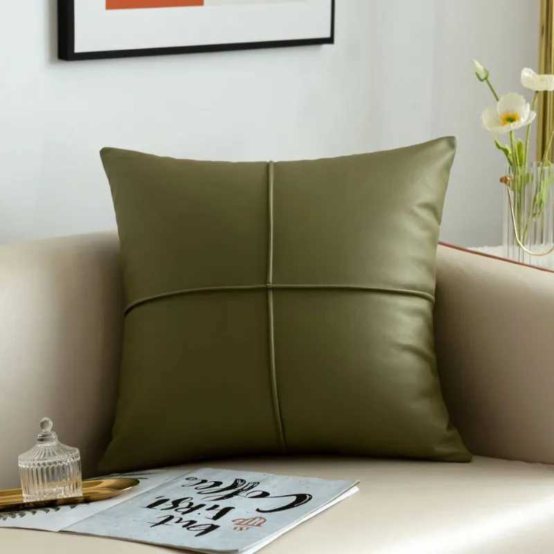 light luxury simulation leather thickened technology cloth waterproof throw pillow living room sofa cushion rectangular pillow G251124