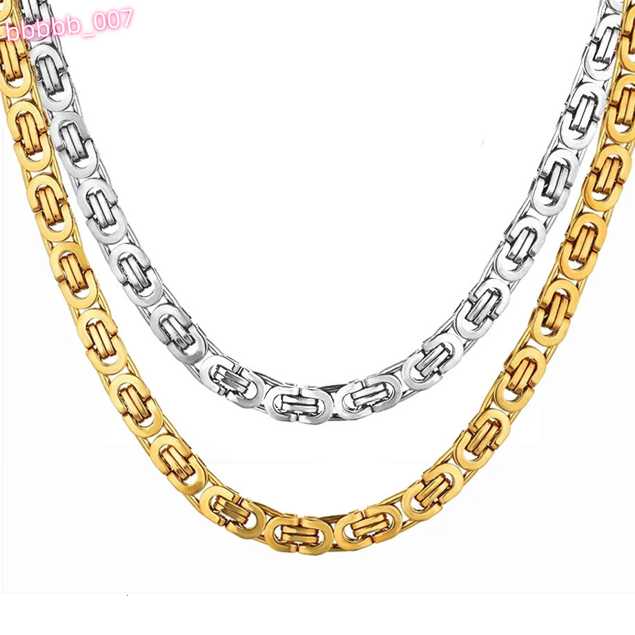 Vintage Byzantine Link Chain Necklaces Male 6/8mm Gold Silver Color Stainless Steel Chain for Men Women Punk Jewelry GIft