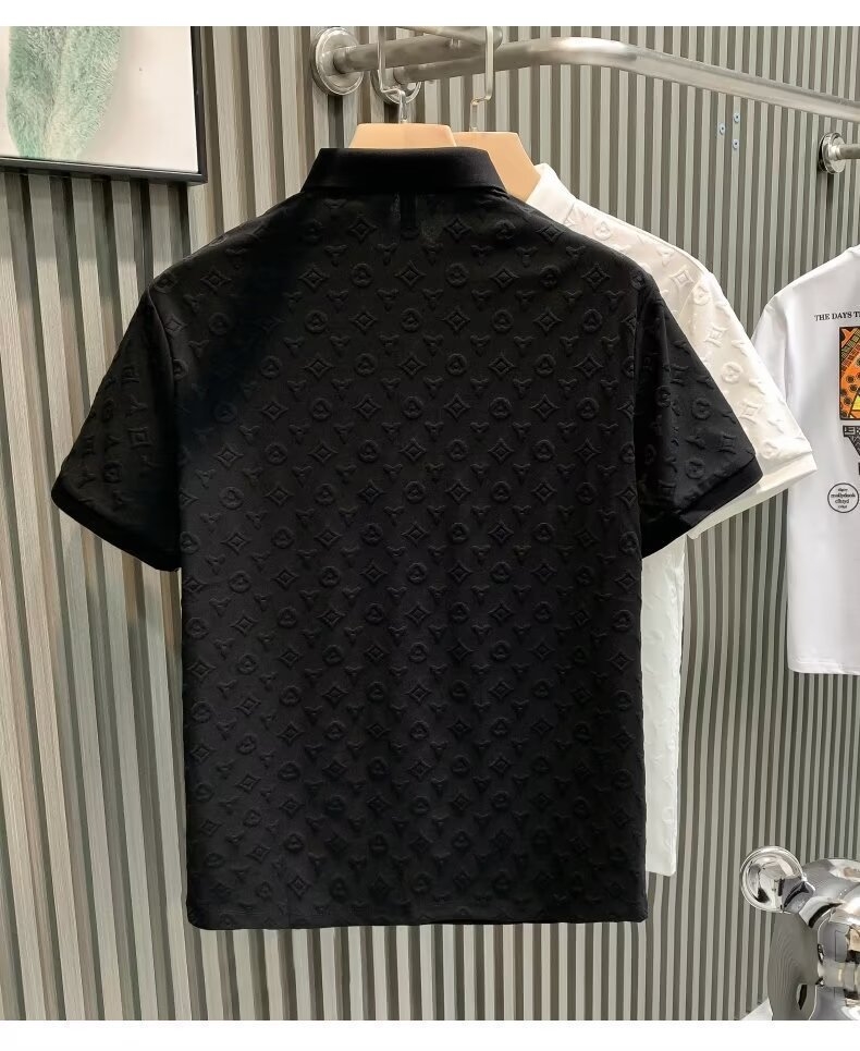Designer Short sleeves free shipping Summer short-sleeved polo shirt business casual jacquard lapel half-sleeved T-shirt with oversize top men