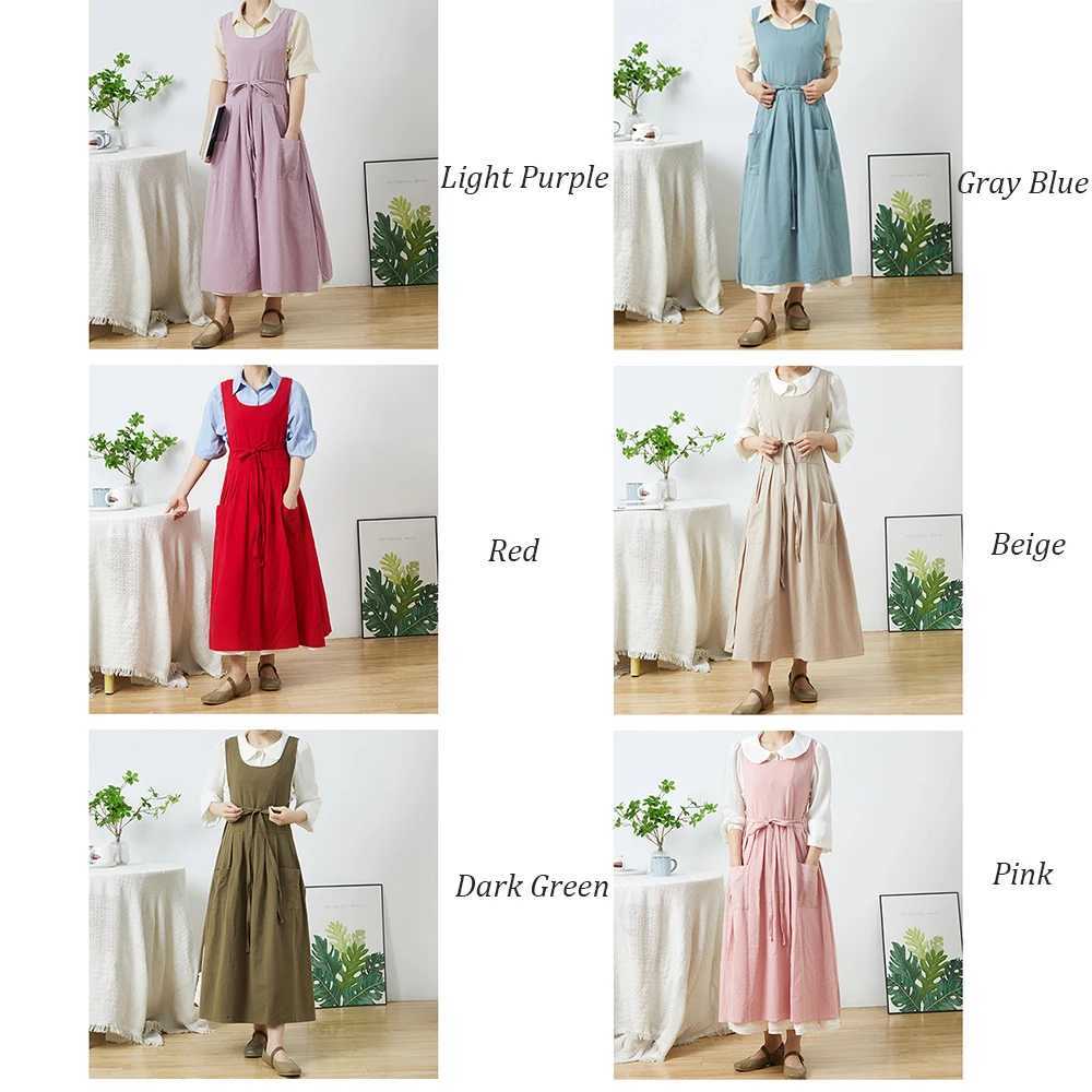 Nordic Florist Apron Cotton Gardening Coffee Shops Kitchen Aprons For Women Cooking Baking Restaurant Retro Pinafore C251124