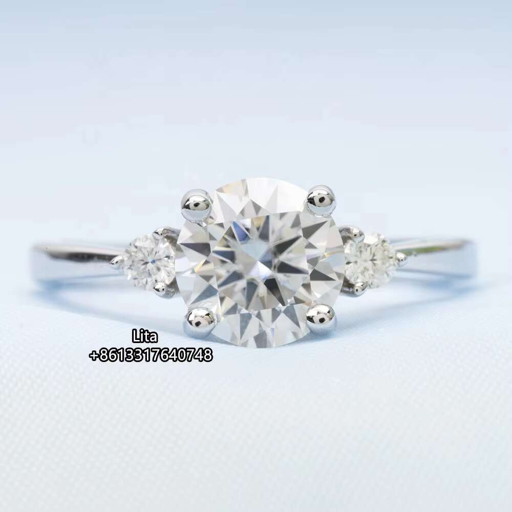 14k 18k Gold Plated Jewelry Certified Diamond Round Moissanite Fashion Women Diamond Ring