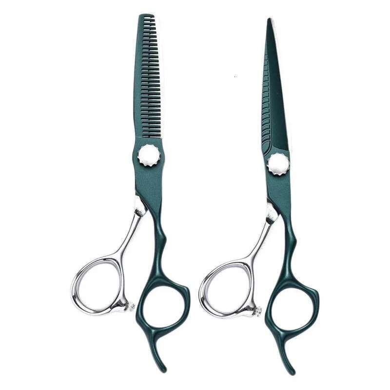 6.0 Inch Japan440C Barber Shop Hairstylist Professional Hairdressing Tools Straight Thinning barber special hair scissors Set