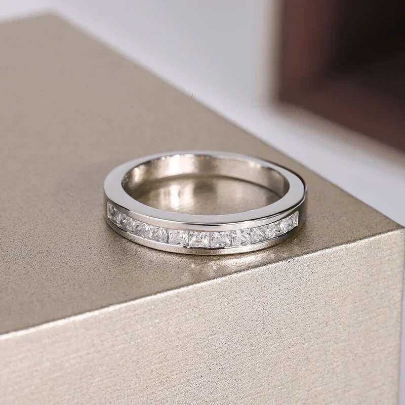 925 Sterling Silver Double Row Zircon Micro Inlaid Style Wedding Diamond Ring Set Ring Zircon For Couple Ring