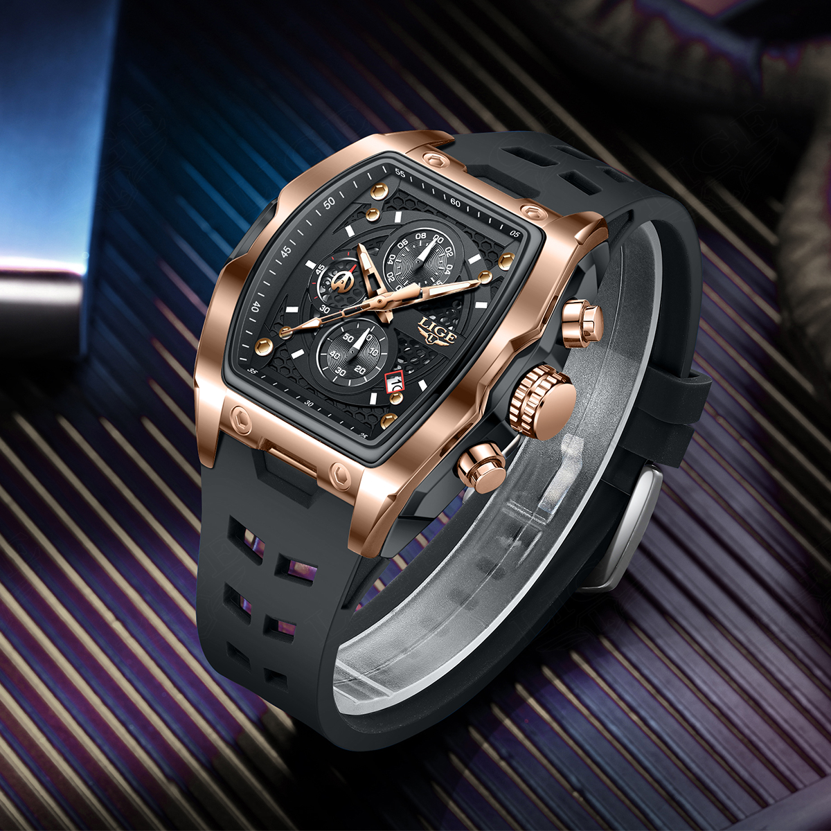 LIGE Men's Quartz Watch Waterproof Watch Top Brand Men's and Women's Universal Style Square Case Fashion Business Watch Holiday Gift Te