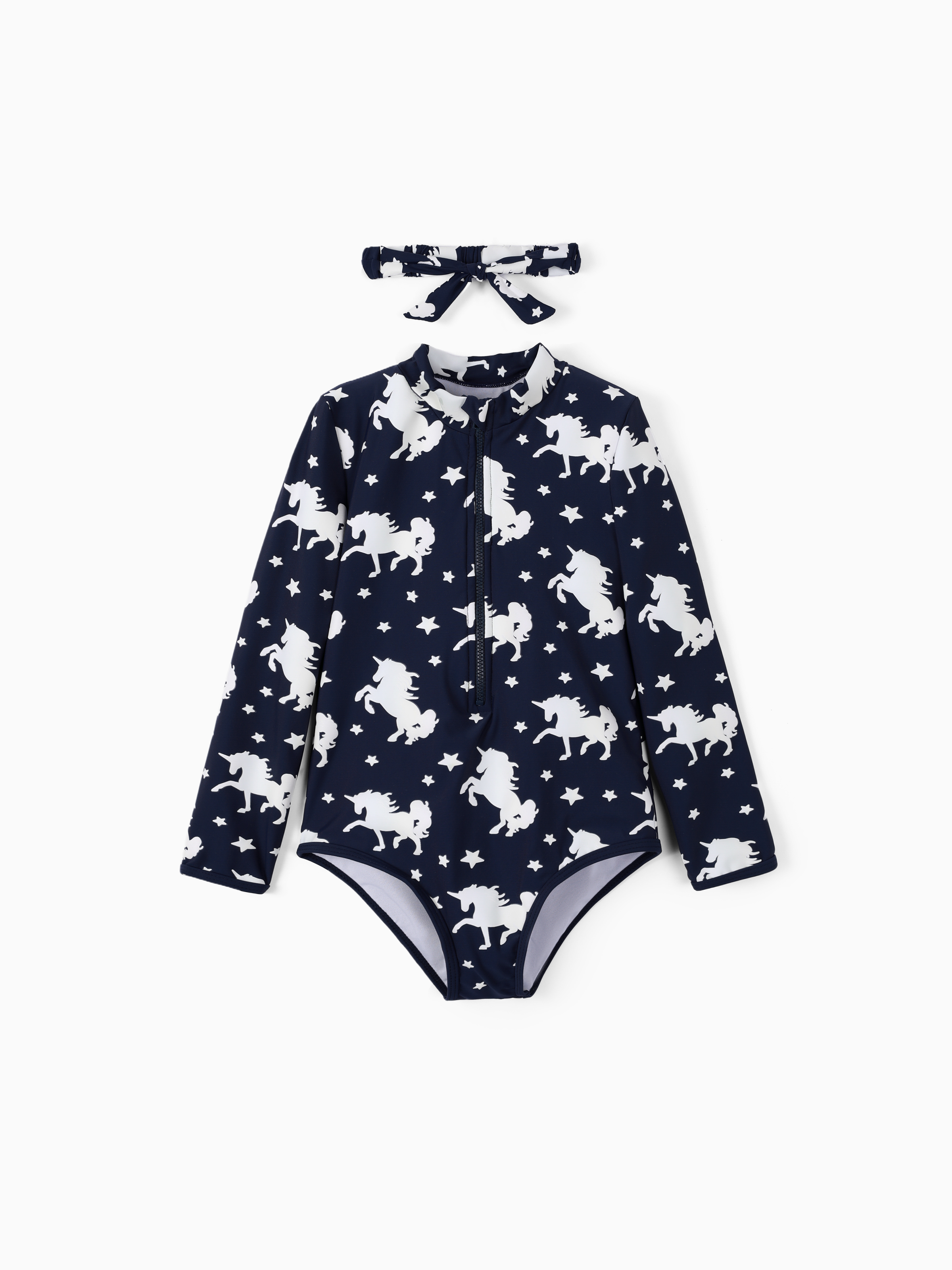 PatPat Toddler Girl 2pcs Water-reactive Unicorn Print Swimsuit with Headband