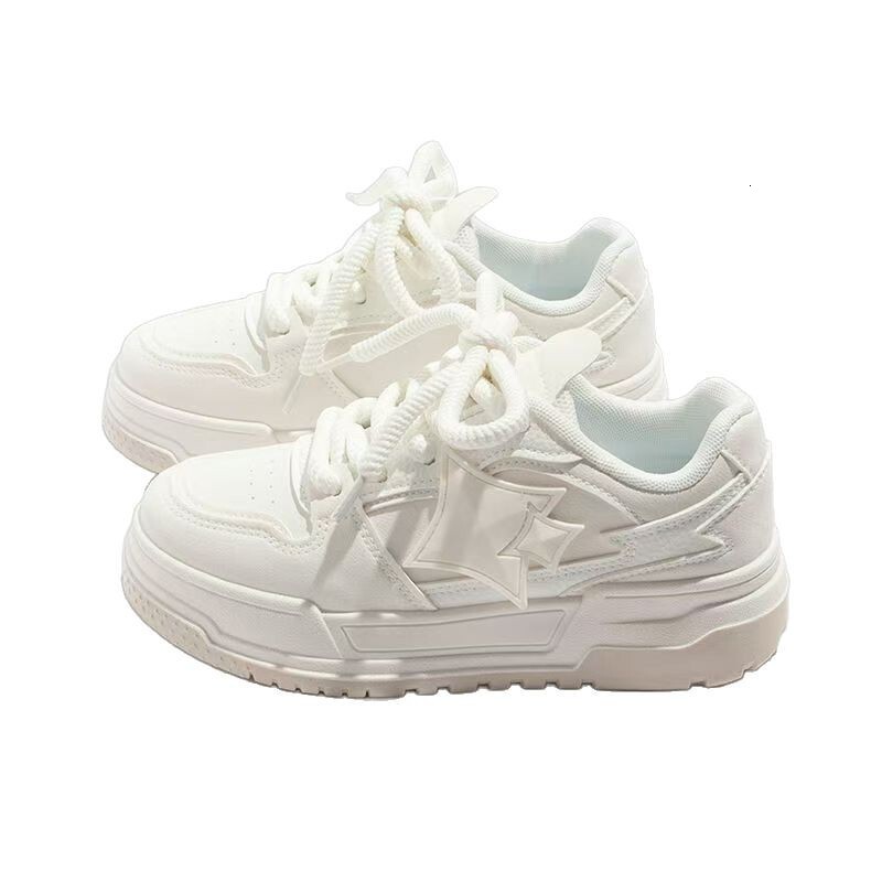 For Women In Spring And Autumn Niche Casual Versatile Thick Soled Sports White Shoes Ddmysaturn