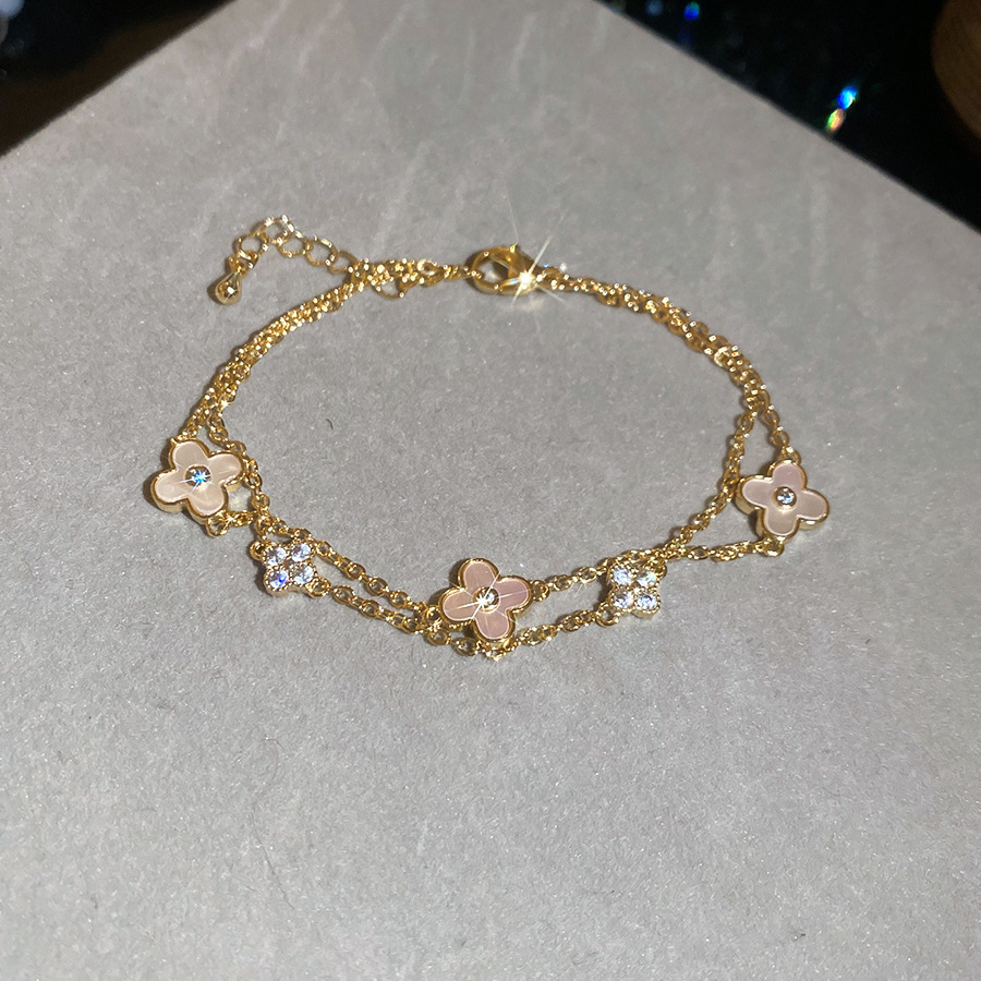 18K Real Gold Plated Flower Adjustable Simple Fashion Daily Versatile Bracelet Light Luxury High-end Feel Jewelry - view 5
