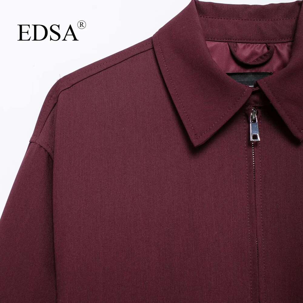 Designer Clothes EDSA Women Vintage Loose Zipper Lapel Bury Color New Autumn Fashion Versatile Street Outwear Jacket