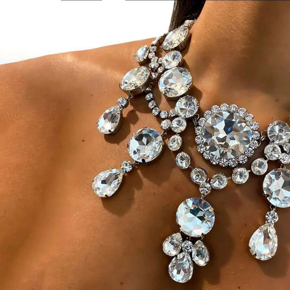 Fashion Exaggerated Jewelry Choker Rhinestone Drag Queen Hip Hop One Piece Element Punk Vintage Collar Necklace Party