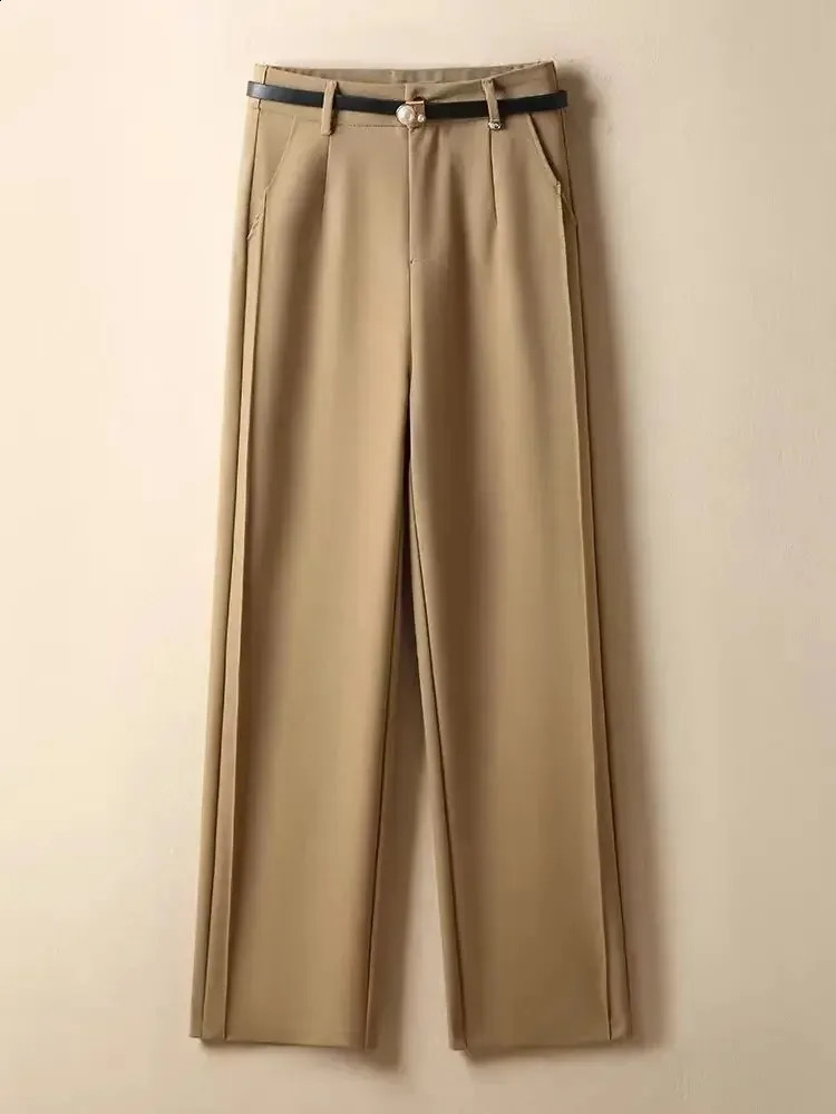 Suit Wide-leg Pants Womens Autumn Loose Casual Straight Womens Pants Gift Belt Simple Versatile Elegant Black Pants 250421