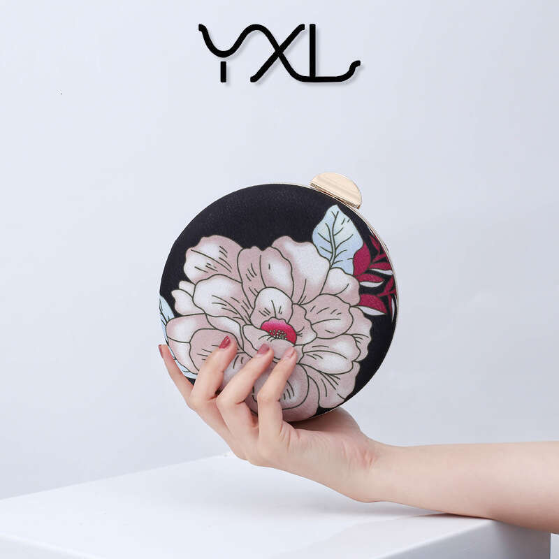 Dinner Bag New Japanese Hefeng Handheld Dinner Ins Round Small Drum Bag Printing Pattern Texture Handbag KQ