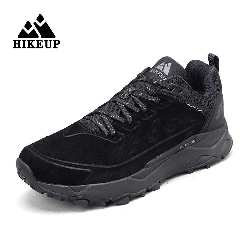 HIKEUP Hiking Shoes for Men Outdoor Sports Camping Hunting Walking Shoe Suede Genuine Leather Breathable Sneaker Non-slip 250421