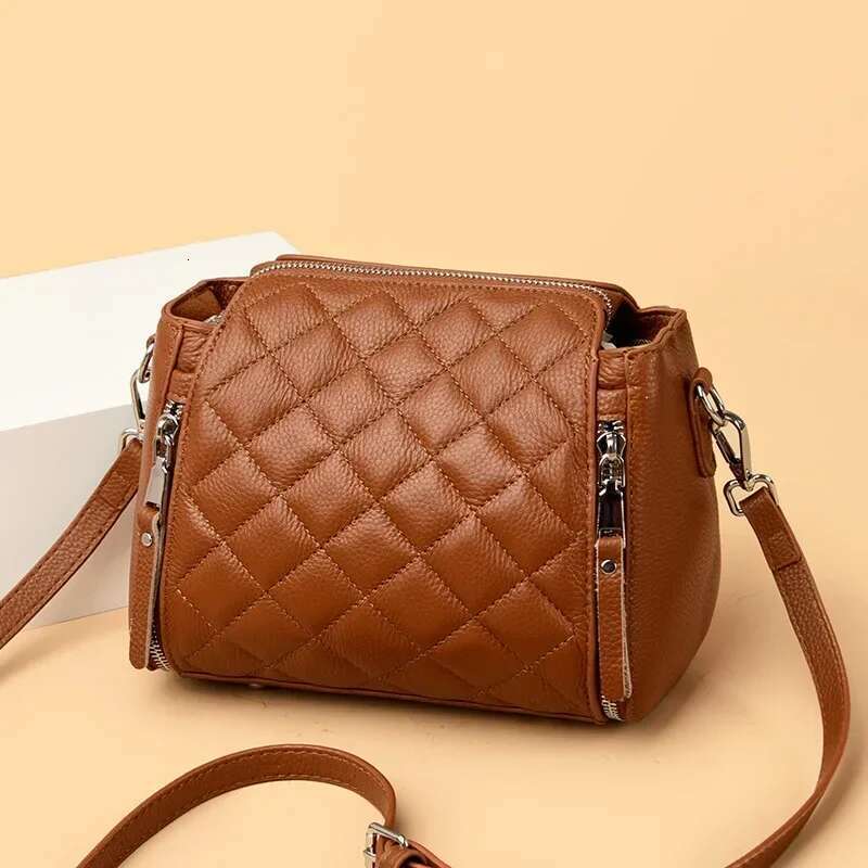 2025 Genuine Leather Women's Handbag New Style Simple And Trendy Casual Shoulder Top Layer Cowhide Fashionable Crossbody Bag