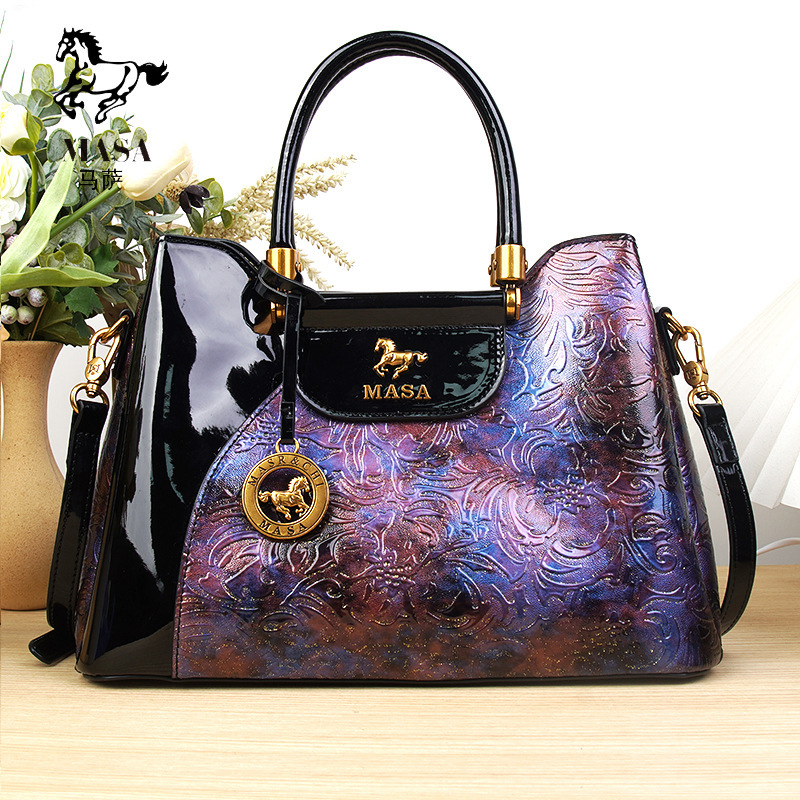 Massa Handbag New Large Capacity Fashionable Glossy Printed High-End Feeling Single Shoulder Crossbody Women's Tote Bag