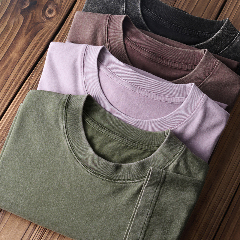 230G Washed Worn Short Sleeved T-Shirt Made Of Pure Cotton With Half Sleeves And Oversized Top For Men's Summer