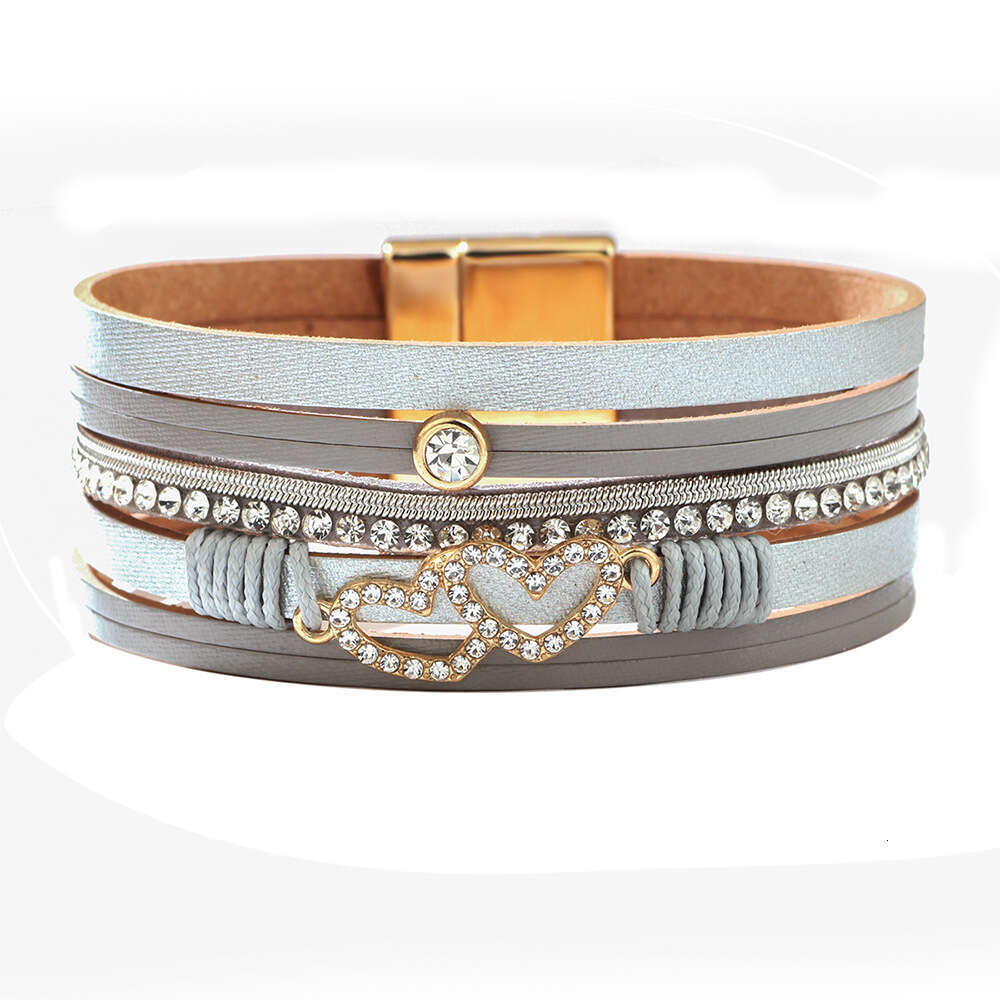 Fashionable New Bohemian Multi layered Love Soil Dia Open Bracelet