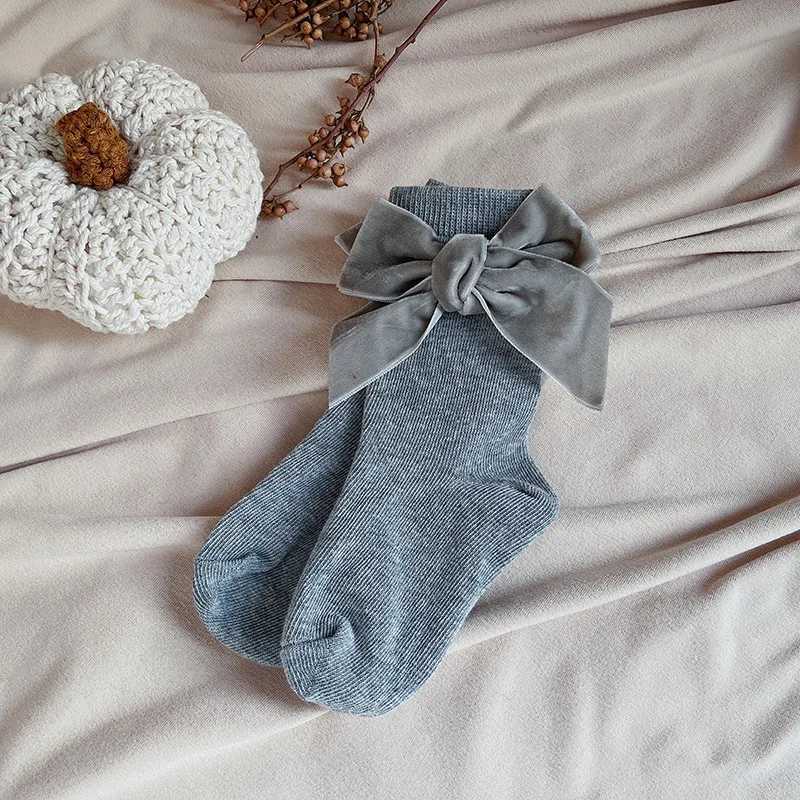 New Winter Autumn Baby Girls Socks With Big Bows Kids Ankle Cotton Socks Toddlers Cute Short Christmas Socks For 0-5Years G251124