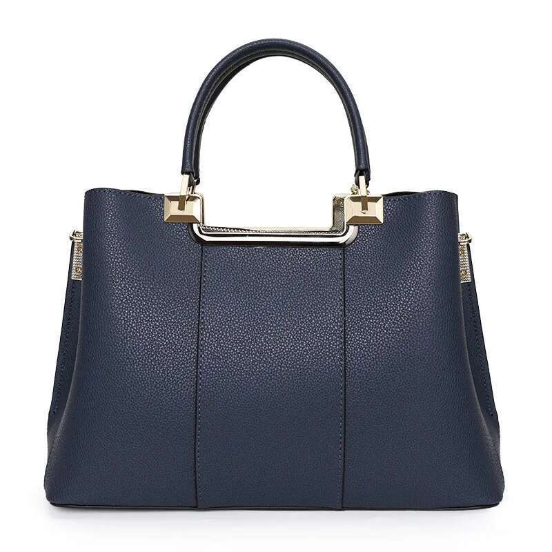 Aidrani Fashionable Women's Handbag In Blue Large Capacity Made Of High-Quality Cowhide And Equipped With Metal Tassels
