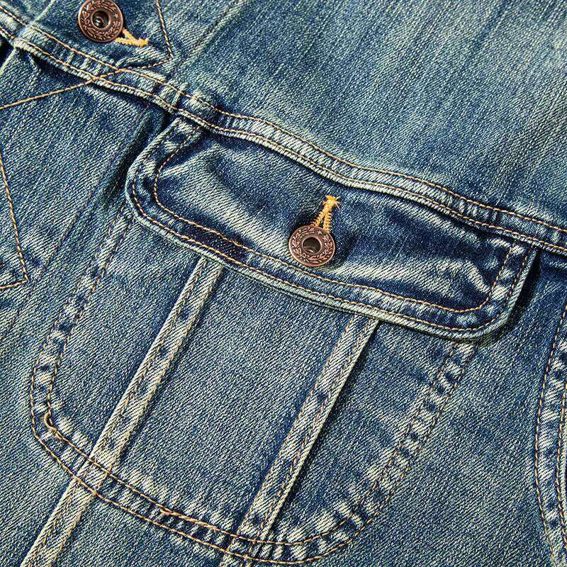 High Quality Men's Casual Vintage Washed Distressed Button up Work Denim Jacket