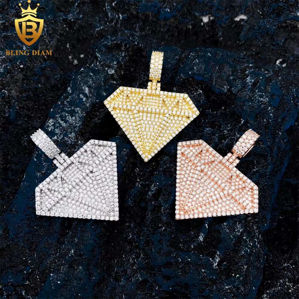 Unique Fashion Jewelry Hip Hop Style Necklace 925 Sterling Silver Vvs Moissanite Diamond Pendant Iced Out