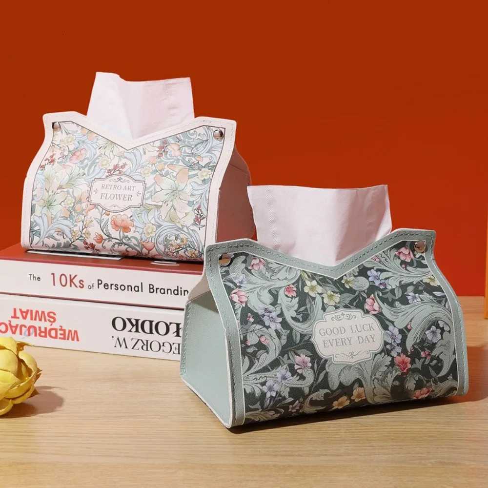 Fashion Leather Tissue Box Car Interior Pull-down Pocket Tissue Storage Box Multi-functional Paper HolderM251124