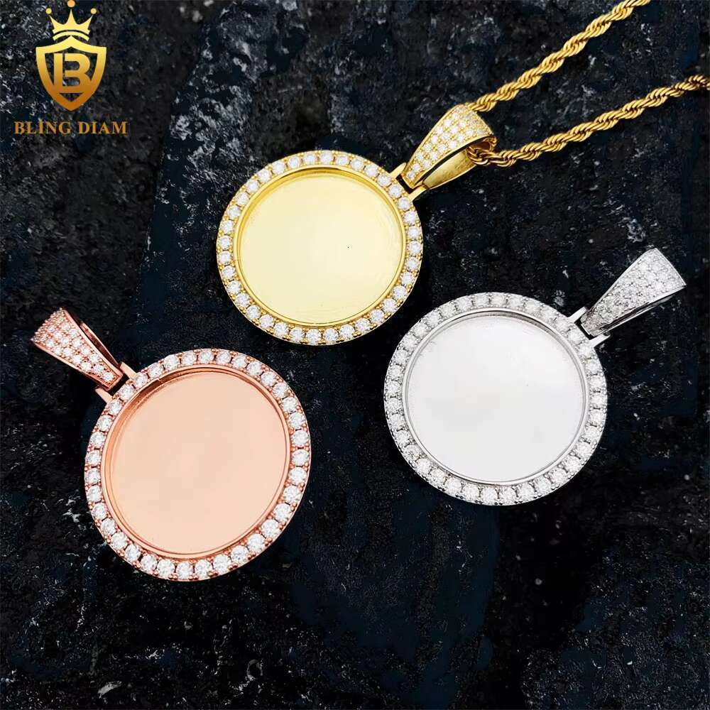 Custom Photo Fine Jewelry Vvs Moissanite 925 Sterling Silver Memory Circle Gold Plated Memory Pendant Bulk