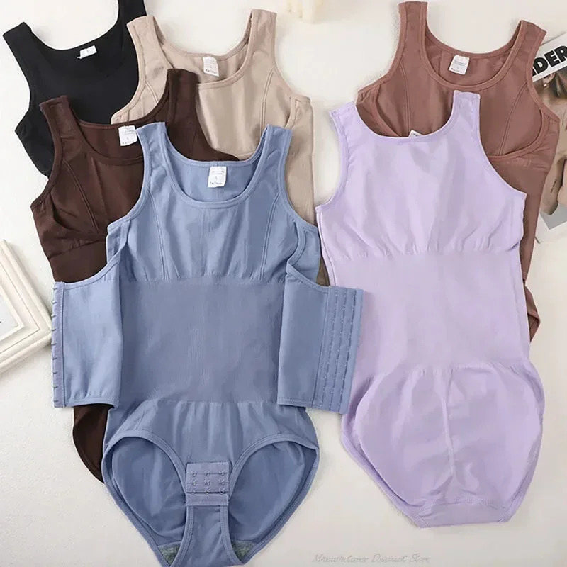 2025 Bodysuit Shapewear with Zipper Belt Women Tummy Control Fajas Body Shaper Waist Trainer Slimming Cincher Corset Tops 251118