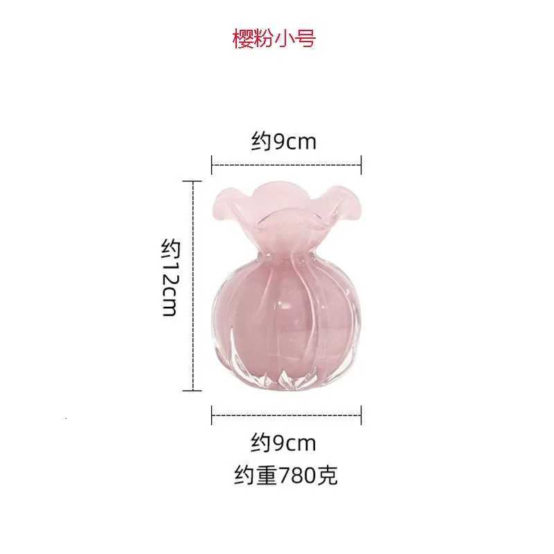 Light Luxury Pink Glass Vase Table Hydroponic Crafts Living Room Decoration Flower Arrangement Holiday Gift Home C251124