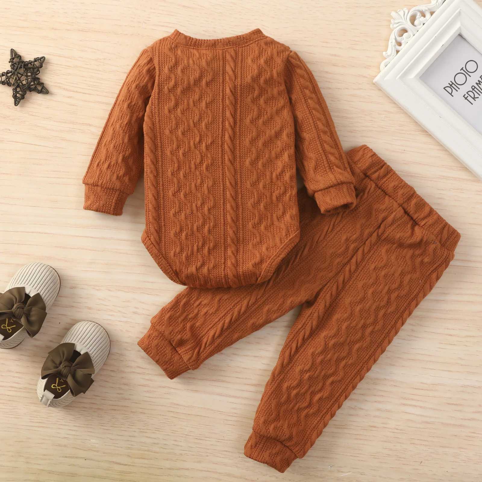 Clothing Sets Lioraitiin 0-24M Baby Girl Romper Tops Pants Suit Newborn Infant Long Sleeve Round Neck Button Sweater Knitting Trousers R250424 TKPH