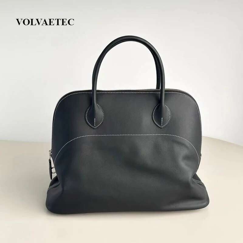 VOAETEC Premium Sense First Layer Cowhide Bowling Large Capacity Portable Fashion Temperament Commuter Versatile Shell Bag