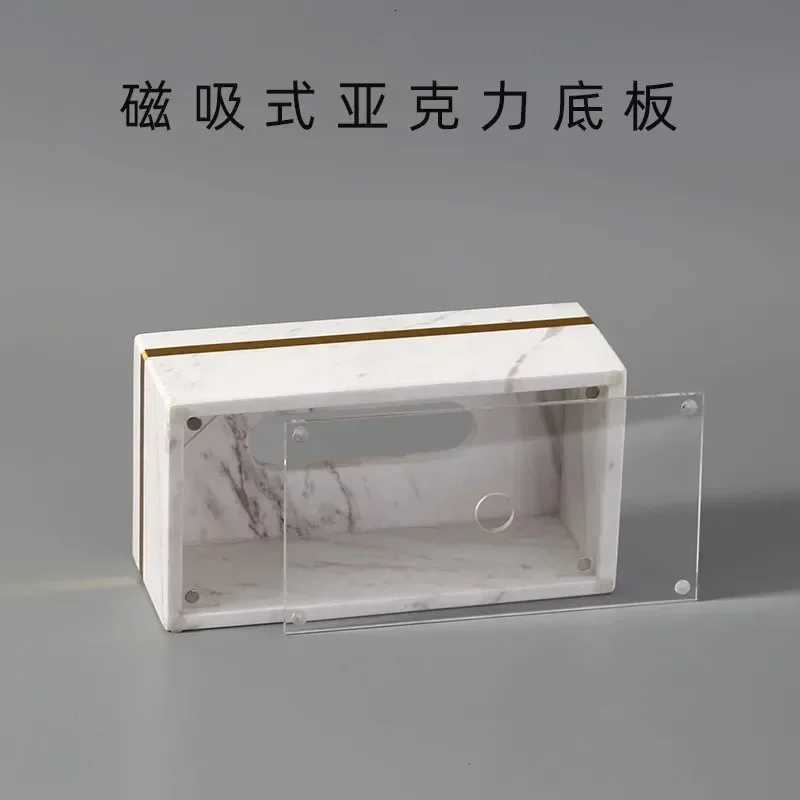Nordic Modern Natural Marble Tissue Box Rectangular Light Luxury Paper Box Home Hotel Model Room Ornaments Creative CraftsM251124