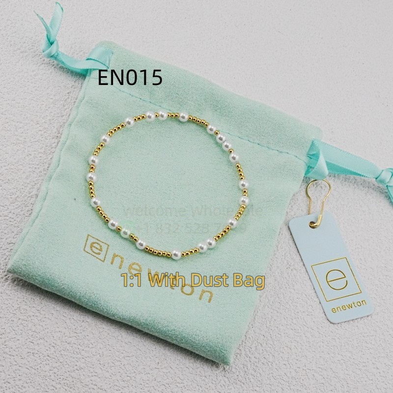 1:1 E-Newton 1:1 Jewelry Gold Pearl Beaded Bracelets Bangles For Women Birthday Christmas Gift EN015