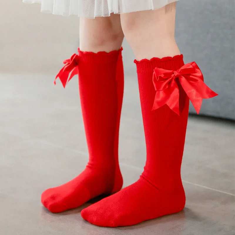 New Winter Autumn Kids Knee High Socks Baby Girls Cotton Socks Big Bow Soft Toddlers Princess Children Long Socken For 0-5Years G251124