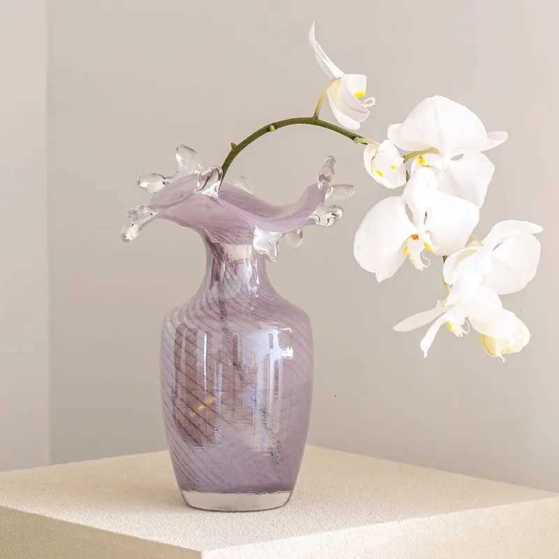 Light Luxury Purple Glass Vase Decoration Hydroponics Flowers Living Room Desktop Flower Arrangement Decoration C251124