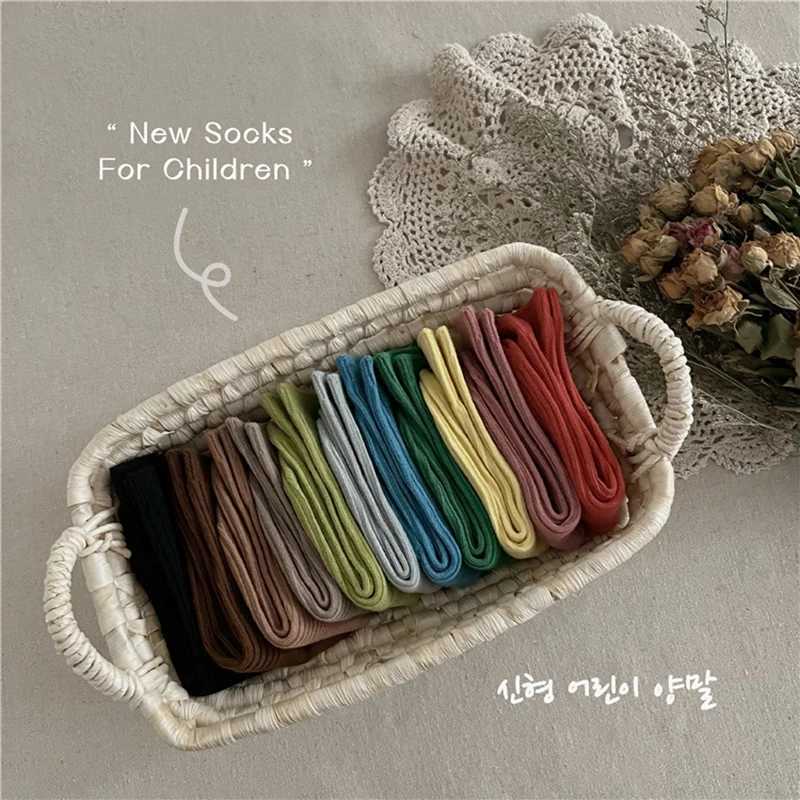 Solid Color Childrens Casual Socks Ribbed Boys Girls School Sock Toddlers Ankle Sock Cotton Striped Baby Socken For Kids 1-10Y G251124