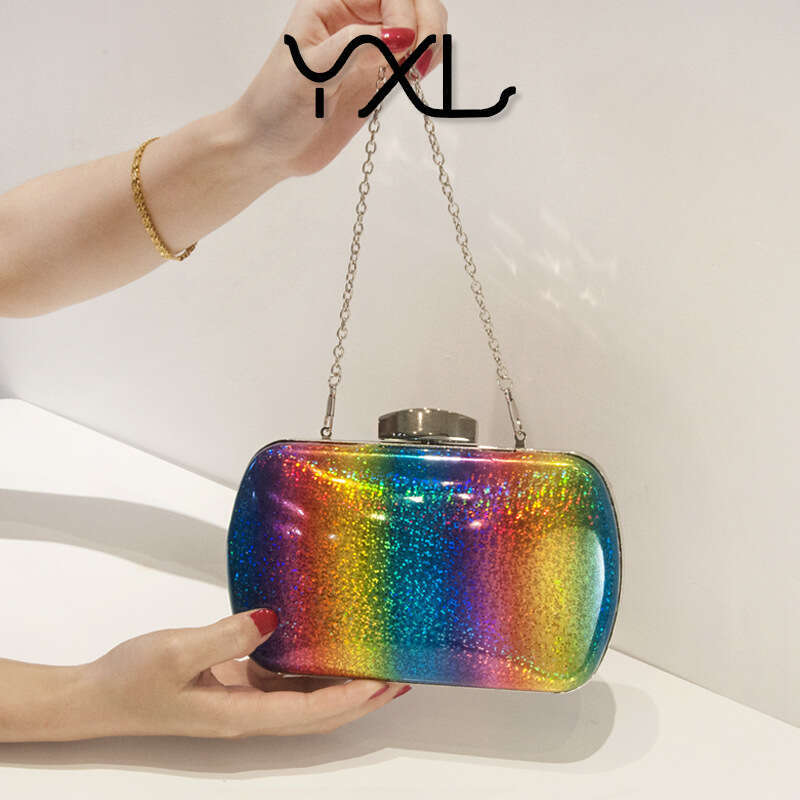 Dinner Bag Summer Versatile Rainbow Dinner Laser PU Handheld Gradient Women S Bag KQ