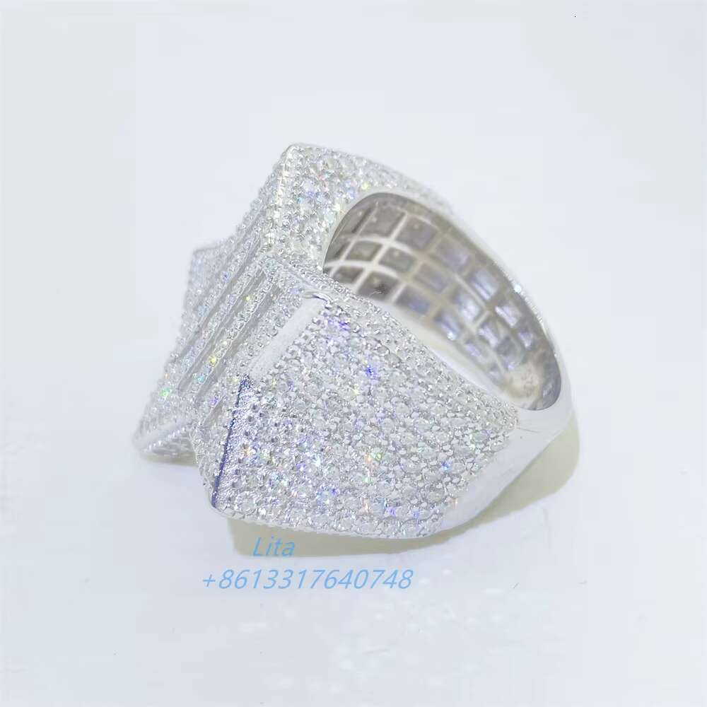 Ready to Ship Bling Star Ring baguette Cut Diamond Moissanite Ring Hip Hop Iced Out Mens Rings