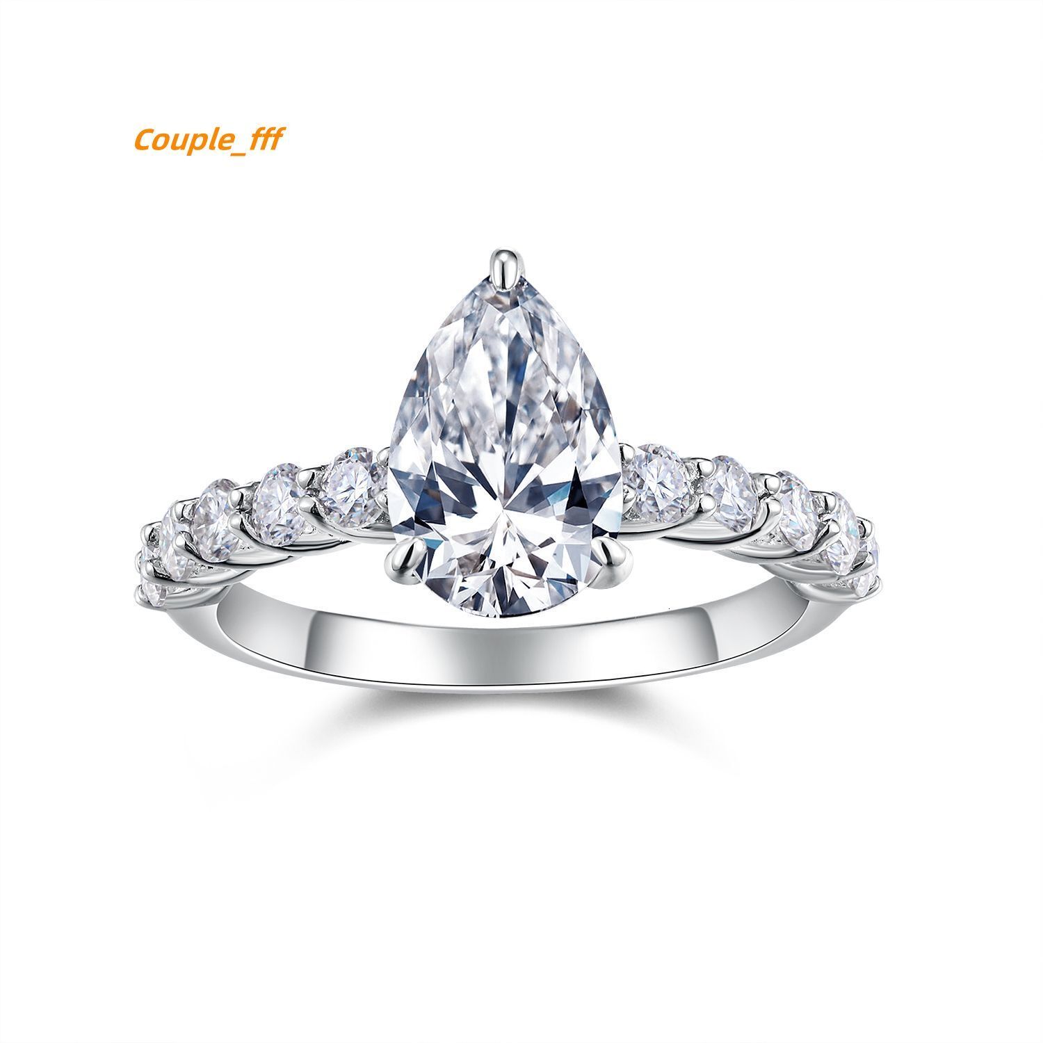 De 3CT Water Drop Moissanite Ring VVS1 Pear Shape Full Moissanite Ring 7*11mm D Color Pear Moissanite Women Rings