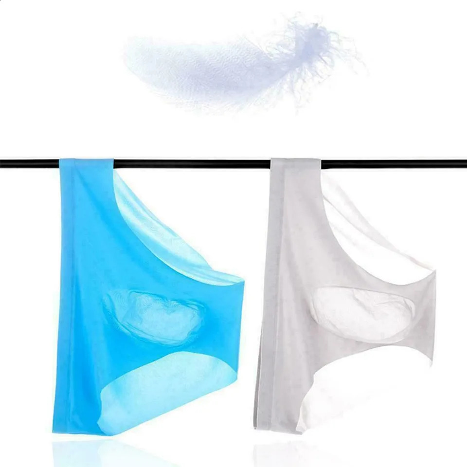 Sexy Mens Underwear Ice Cool Breathable Translucent Simple Solid Color Mid Waist Pump Raised Pocket Fabric 250417