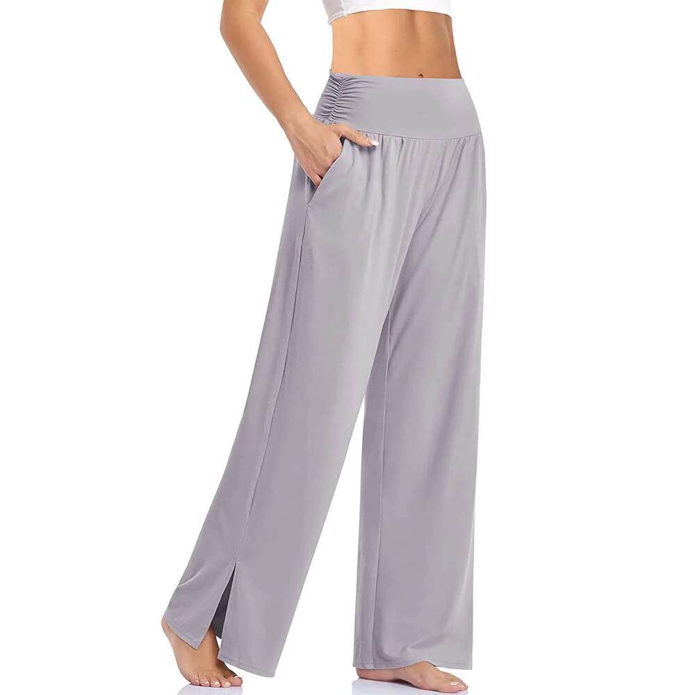 Women Yoga Casual Summer Wide Leg High Waist Fiess Long Trousers Exercise Running Jogging Female Sports Flare Pants
