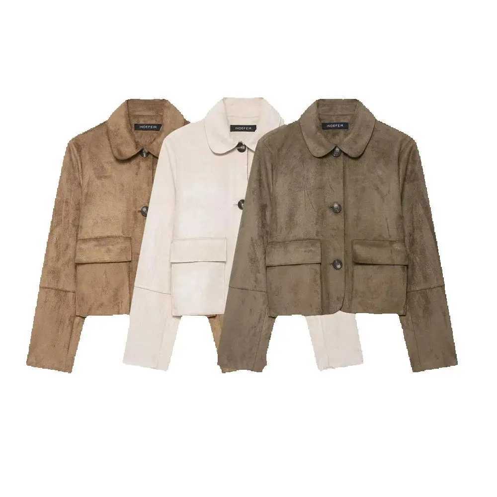 Spring and Autumn New Womens Fashion Style Anti suede Effect Short Jacket Coat J251124