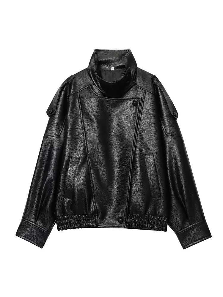 Women Fashion Leather Jacket Autumn Winter Loose Causal PU Faux Leather Jackets Coat Fashion Street Motorcycle Jackets J251124