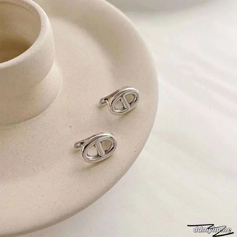 Summer Korean Style S Silver Geometric Pig Nose Hollow Earrings For Women Ddmyhome