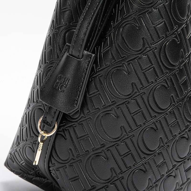 CHCH Crossbody 2025 New PU Steel Print Emed Mother And Child Shopping Bag Strap Detachable Black Wallet