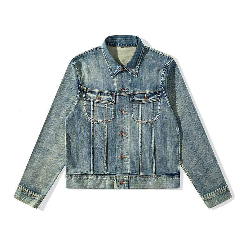High Quality Men's Casual Vintage Washed Distressed Button up Work Denim Jacket